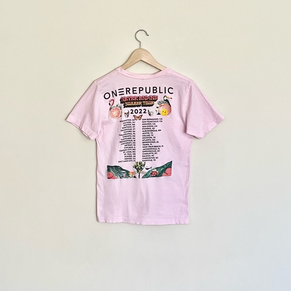 One Republic Never Ending Summer Tour 2022 Pink Concert T Shirt Adult size Small - Picture 4 of 7